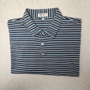 Peter Millar Summer Comfort Polo Shirt Mens 2XL Blue Stripe Golf Performance